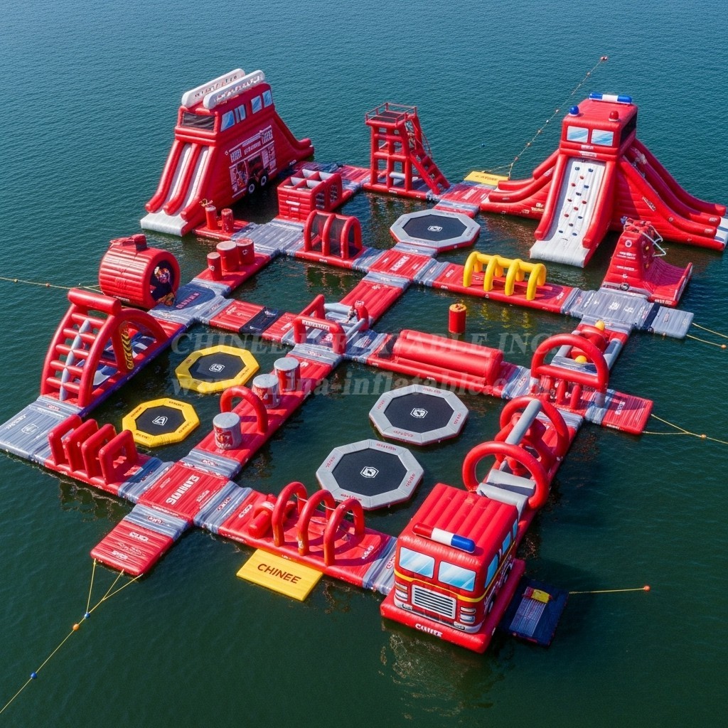 S466 Firetruck Theme Inflatable Water Park