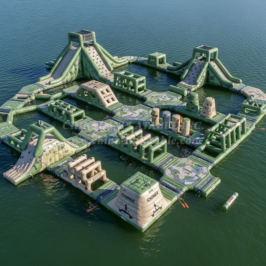 S505 Military Style Theme Inflatable Water Park