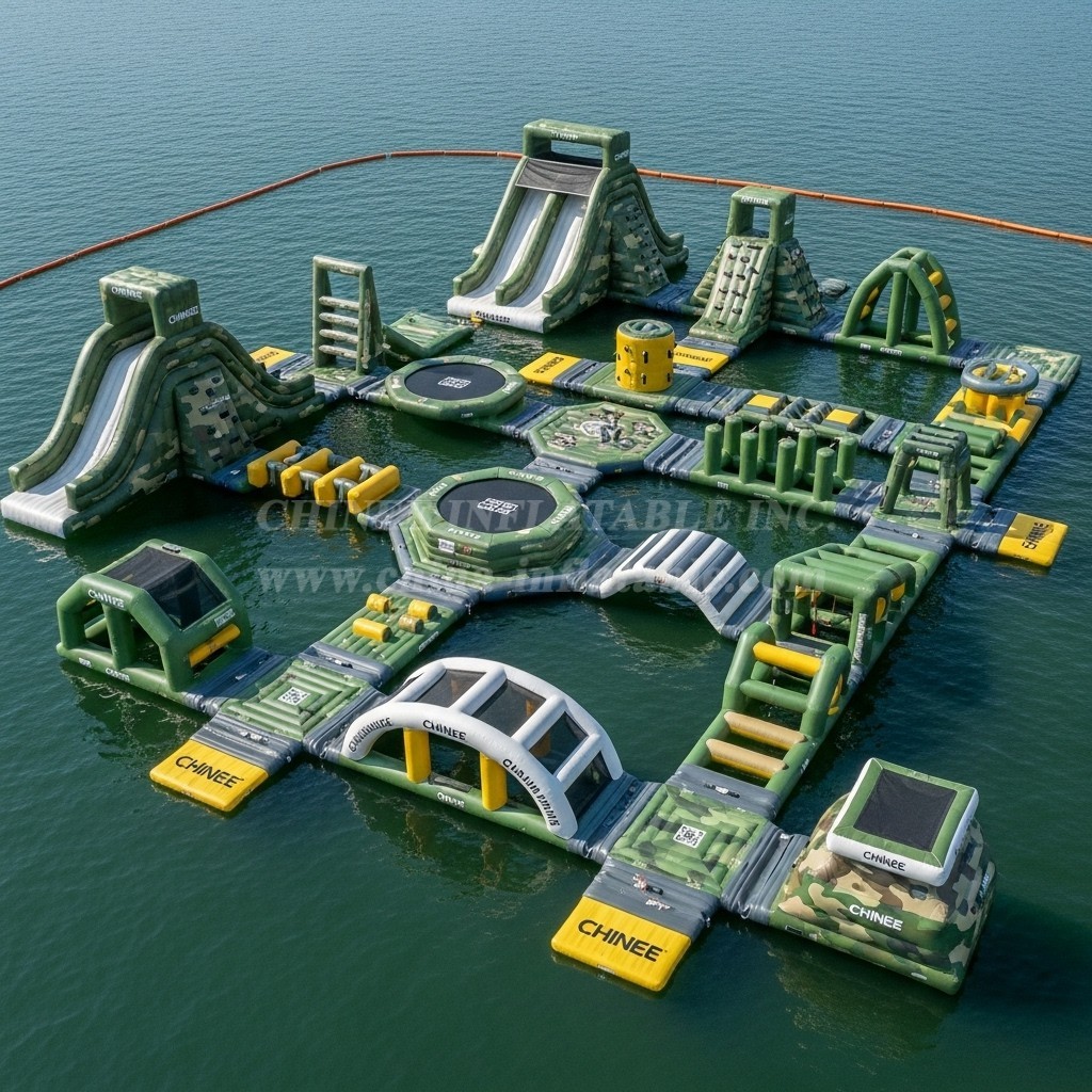 S508 Military Style Theme Inflatable Water Park