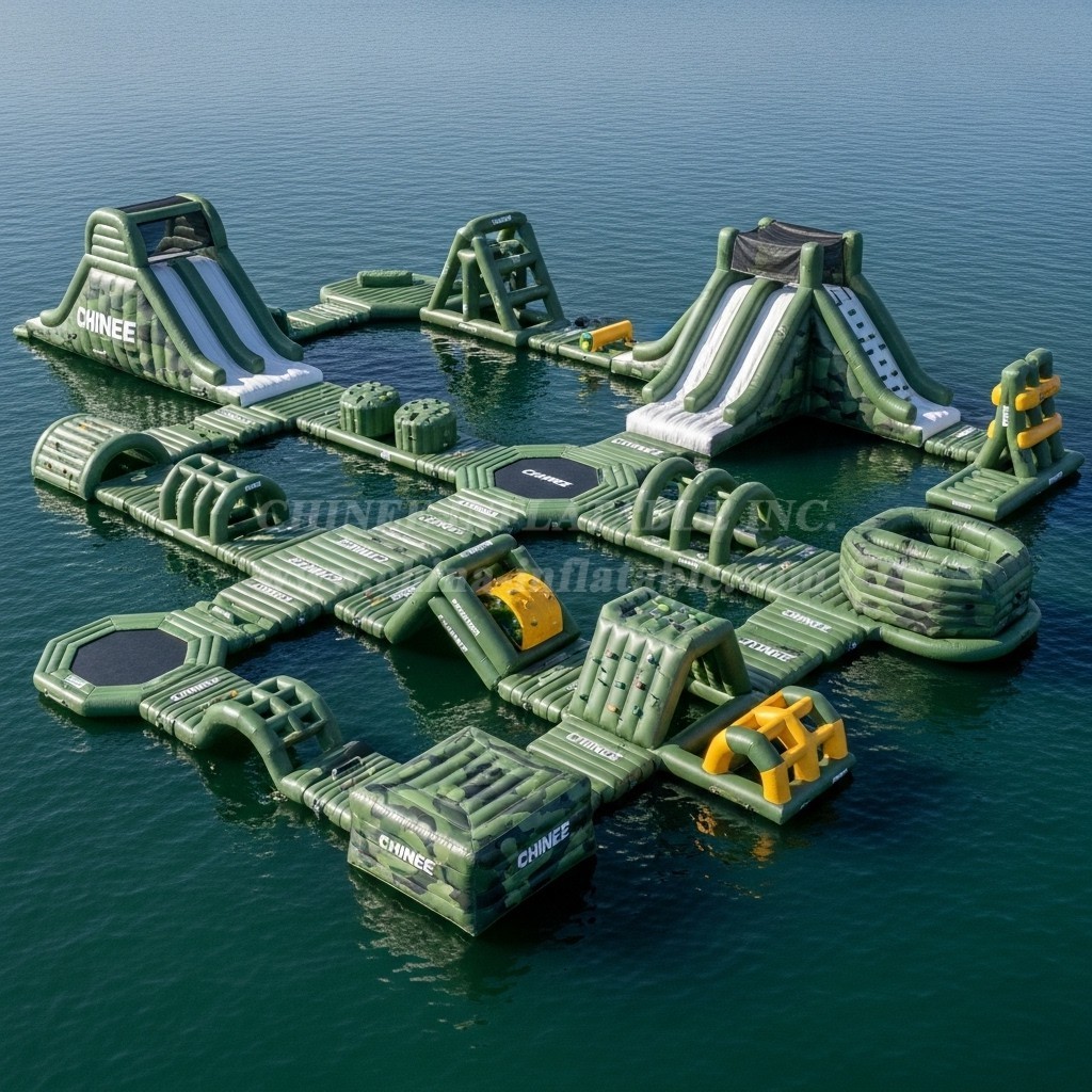 S512 Military Style Theme Inflatable Water Park