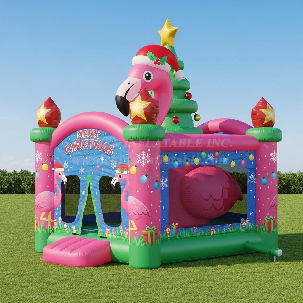 T2-8588 Christmas Flamingo Inflatable Bouncer