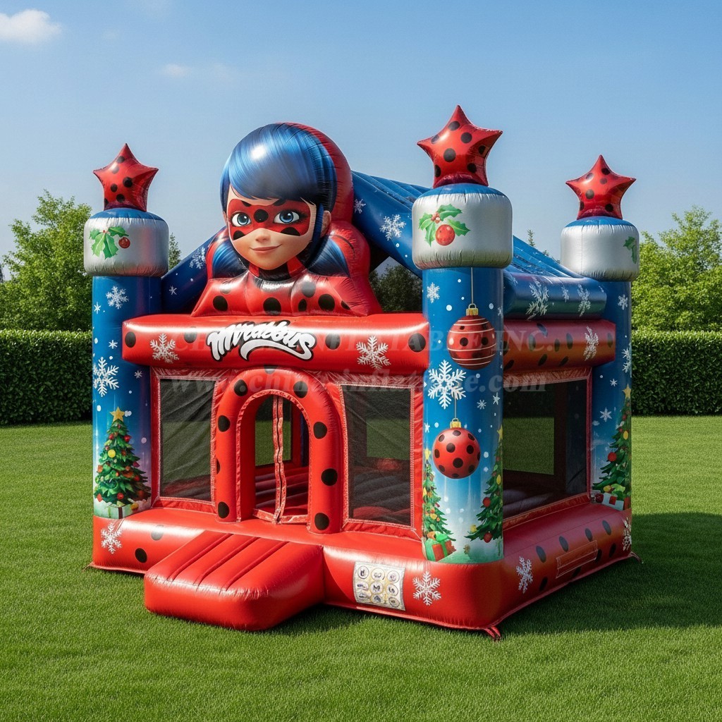 T2-8605 Miraculous Ladybug Christmas Inflatable Bouncer