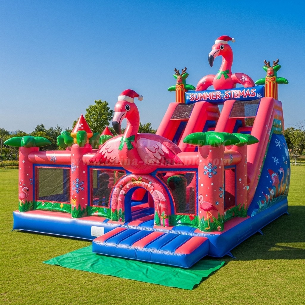 T2-8624 Flamingo Christmas Theme Inflatable Combo