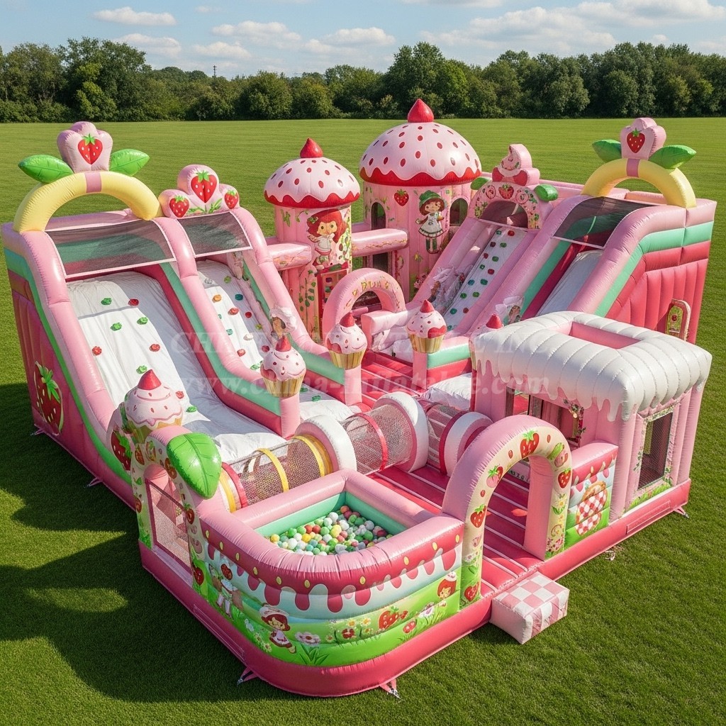 T6-6594 Strawberry Shortcake Theme Inflatable Funcity