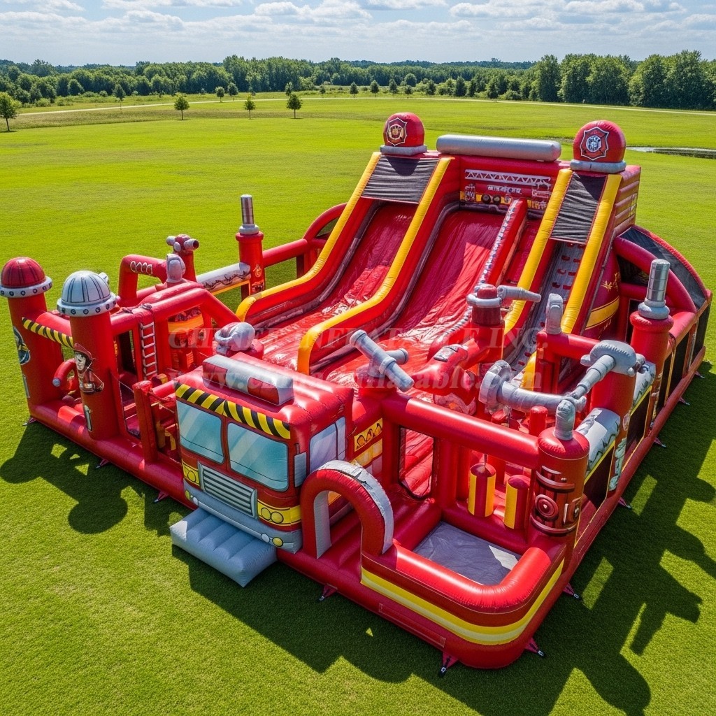 T6-6716 Firetruck Theme Inflatable Park