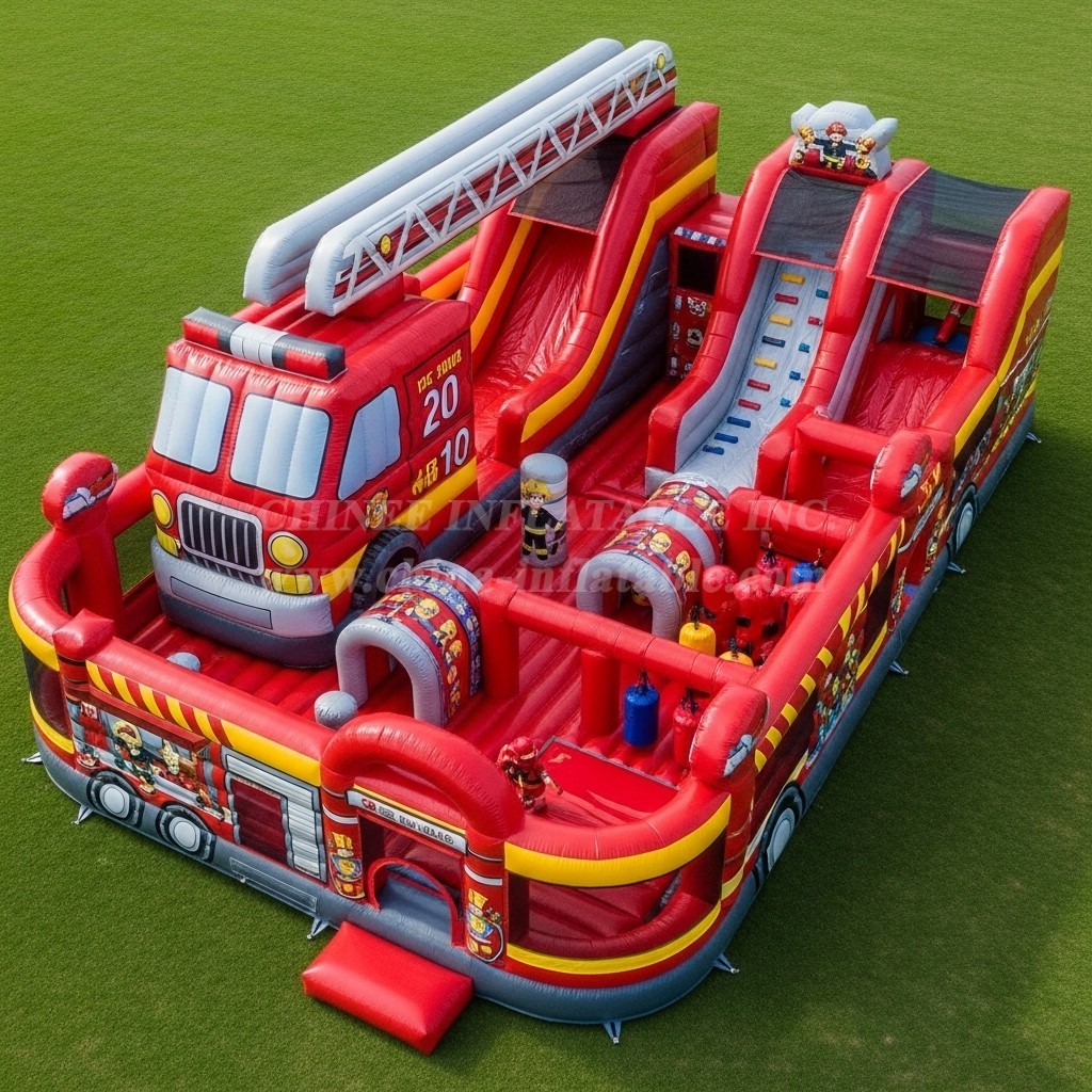 T6-6720 Firetruck Theme Inflatable Park