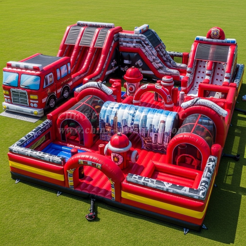 T6-6721 Firetruck Theme Inflatable Park