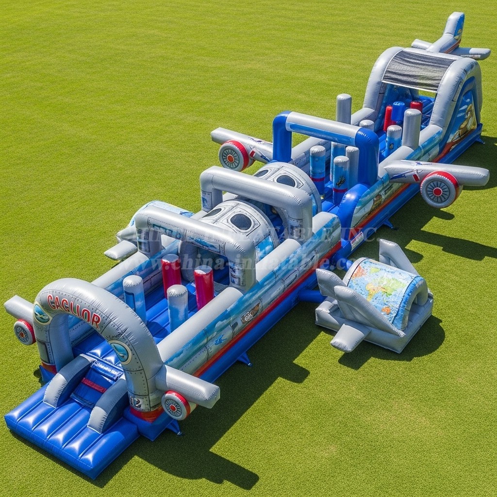T7-3694 Airplane Theme Inflatable Obstacle Course