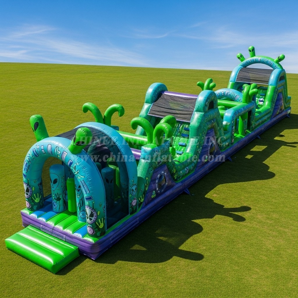T7-3696 Alien Theme Inflatable Obstacle Course