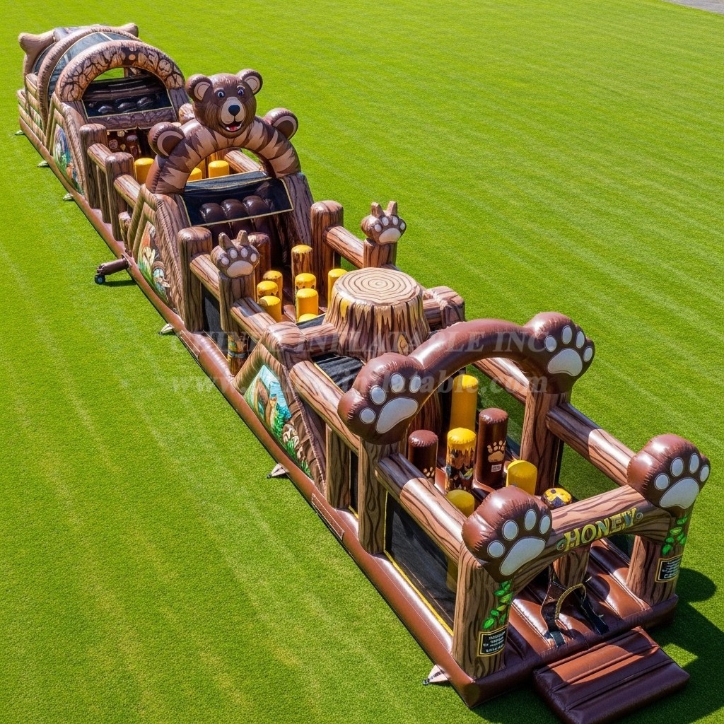 T7-3705 Bear Theme Inflatable Obstacle Course