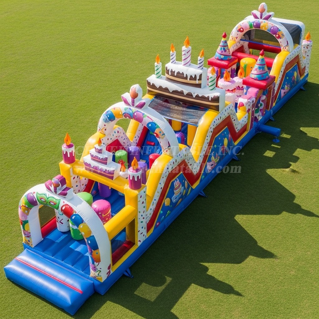 T7-3717 Birthdays Theme Inflatable Obstacle Course