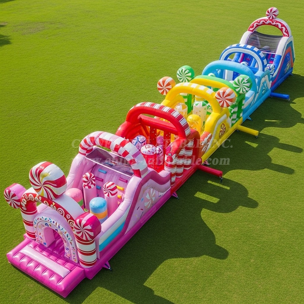 T7-3729 Candy Theme Inflatable Obstacle Course