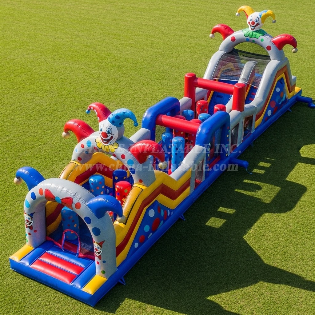 T7-3751 Clown Theme Inflatable Obstacle Course