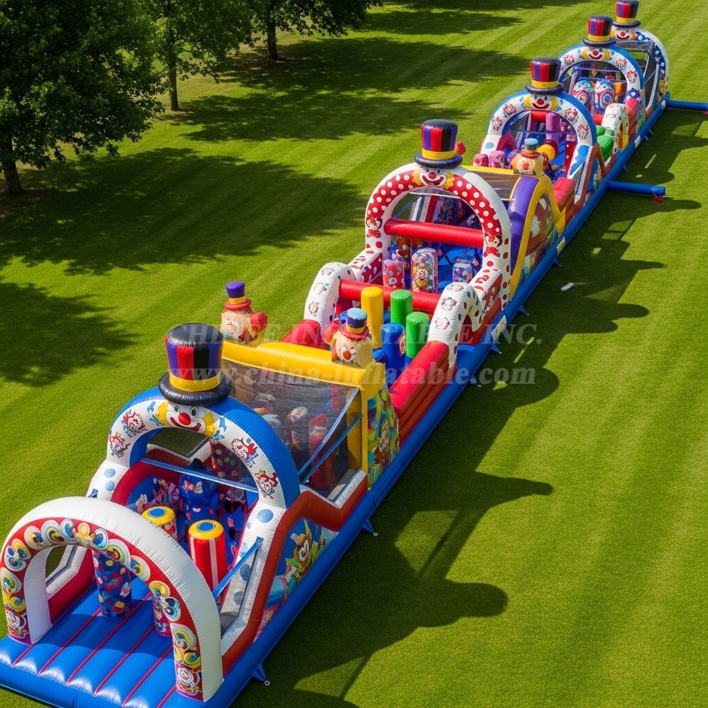 T7-3752 Clown Theme Inflatable Obstacle Course