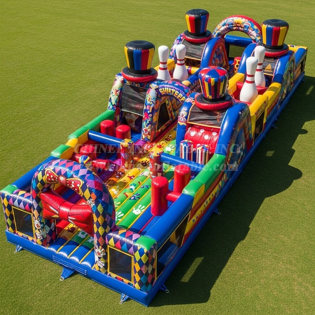 T7-3753 Clown Theme Inflatable Obstacle Course