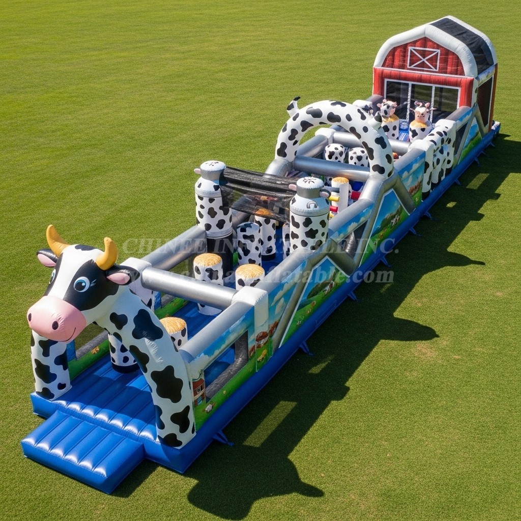 T7-3758 Cow Theme Inflatable Obstacle Course