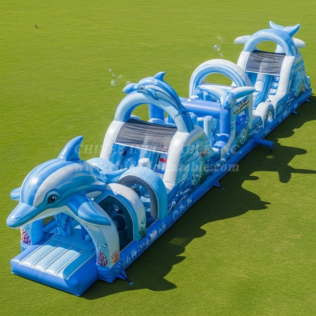T7-3774 Dolphin Theme Inflatable Obstacle Course