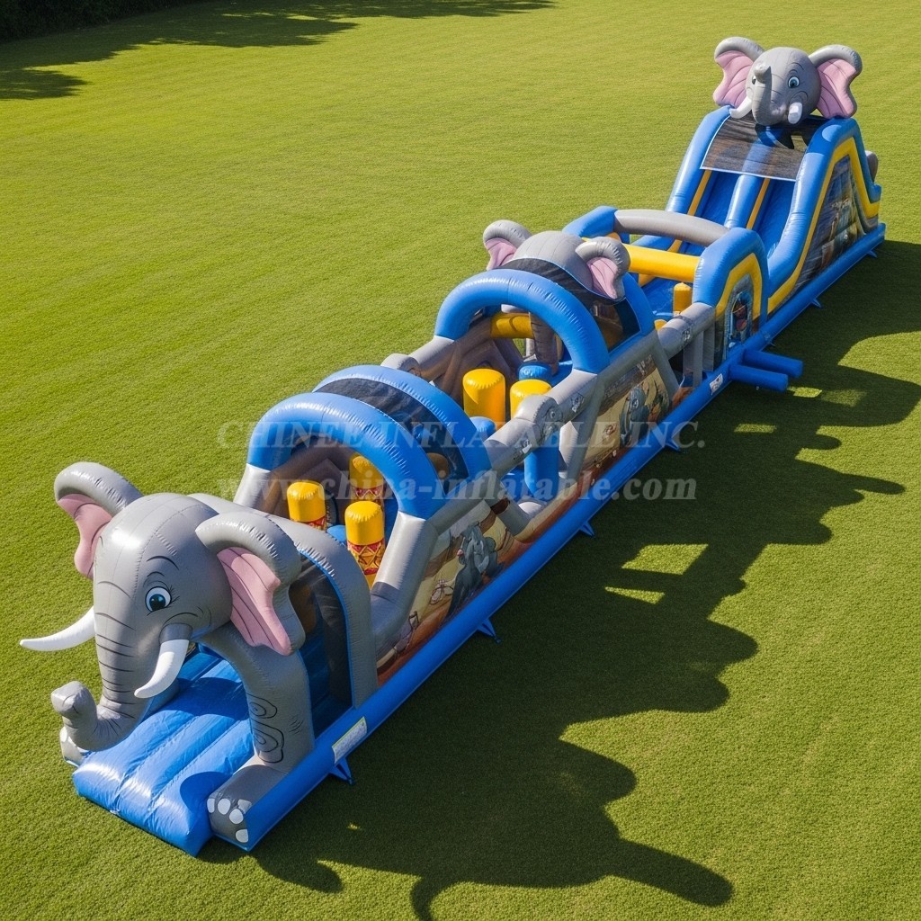 T7-3798 Elephant Theme Inflatable Obstacle Course