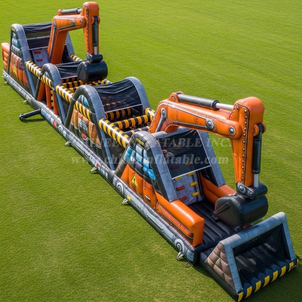 T7-3807 Excavator Theme Inflatable Obstacle Course