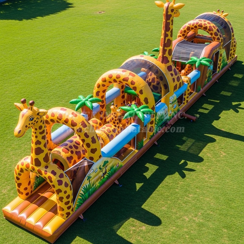 T7-3837 Giraffe Theme Inflatable Obstacle Course