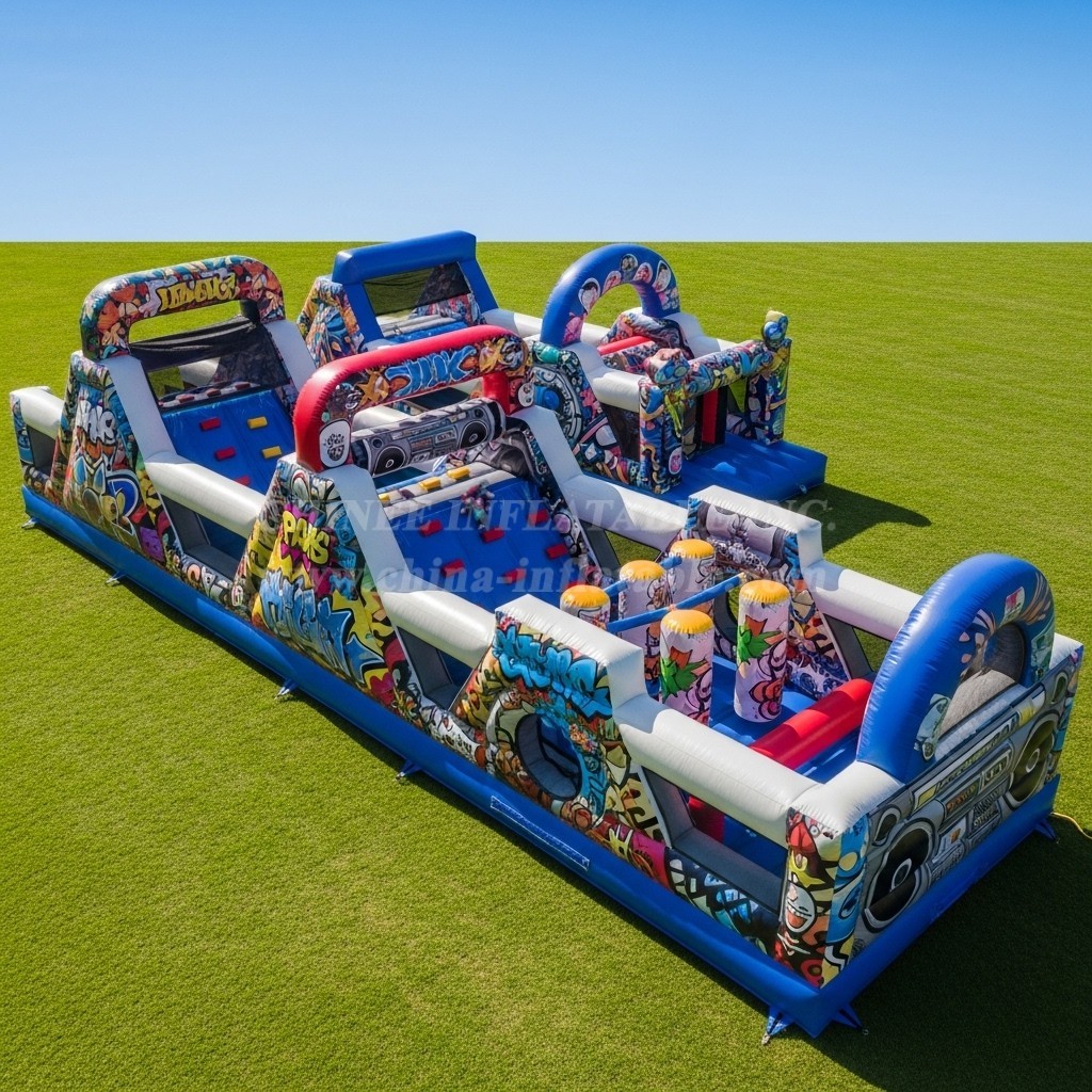 T7-3842 Graffiti Theme Inflatable Obstacle Course