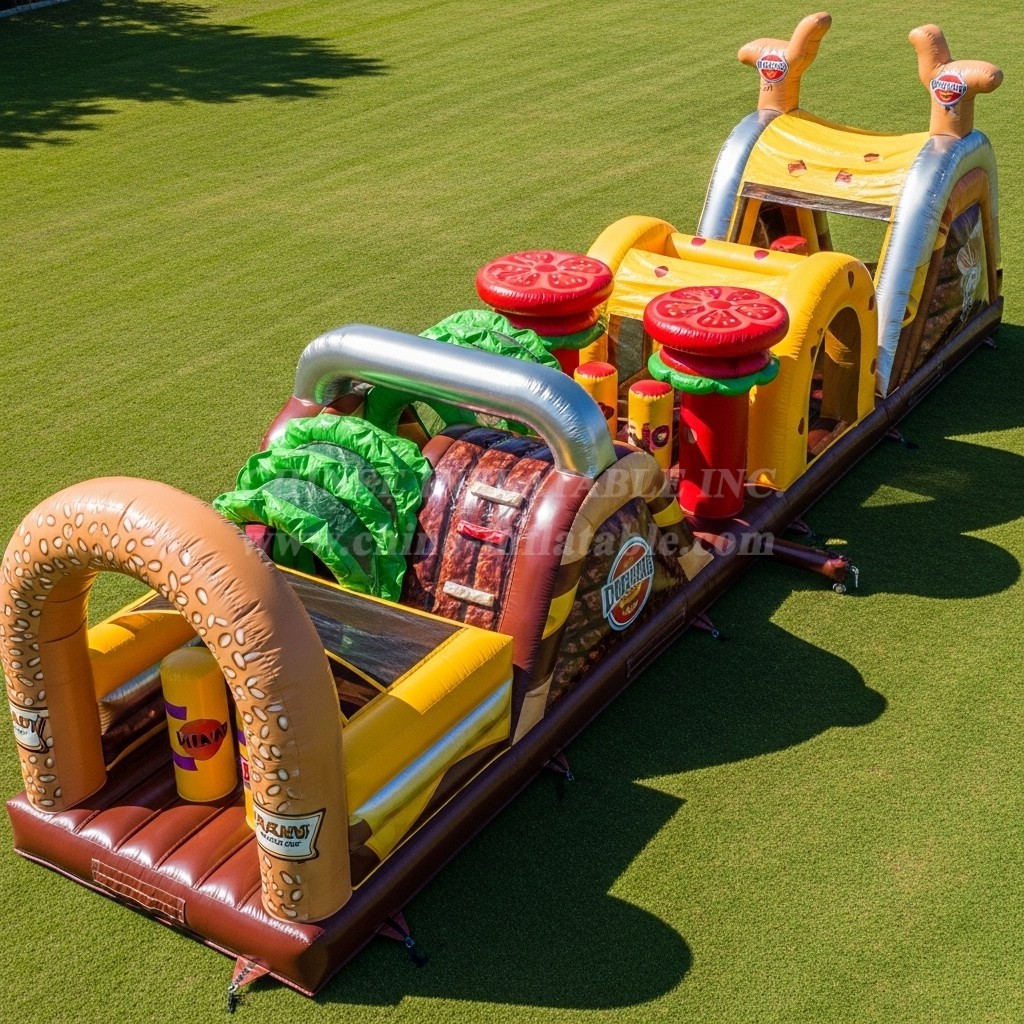 T7-3848 Hamburger Theme Inflatable Obstacle Course