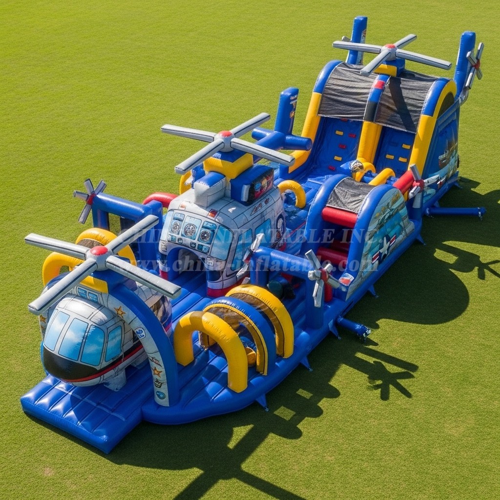 T7-3853 Helicopter Theme Inflatable Obstacle Course