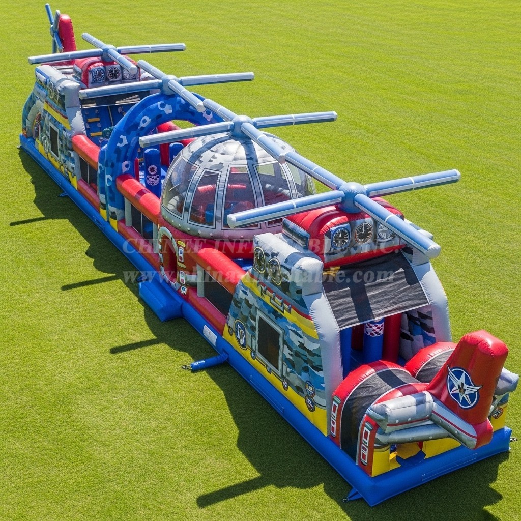 T7-3855 Helicopter Theme Inflatable Obstacle Course