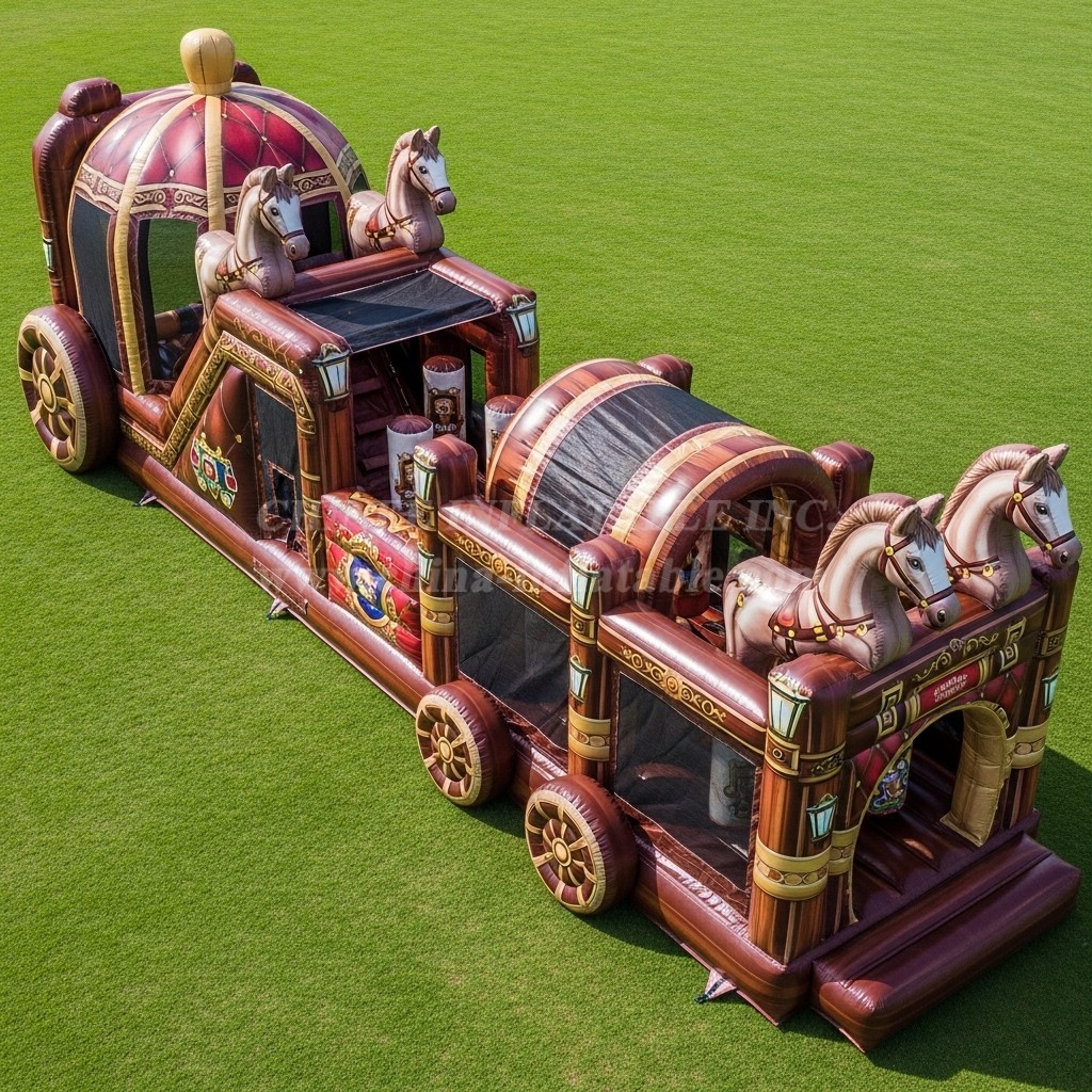 T7-3862 Horse Carriage Theme Inflatable Obstacle Course