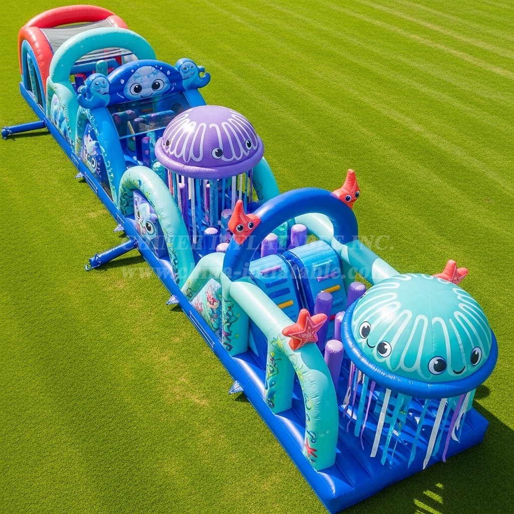 T7-3871 Jellyfish Theme Inflatable Obstacle Course
