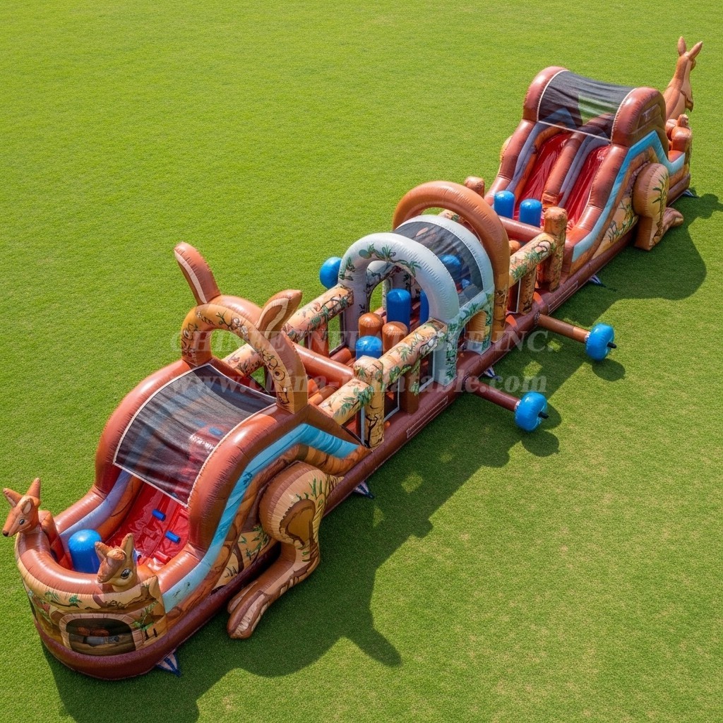 T7-3880 Kangaroo Theme Inflatable Obstacle Course