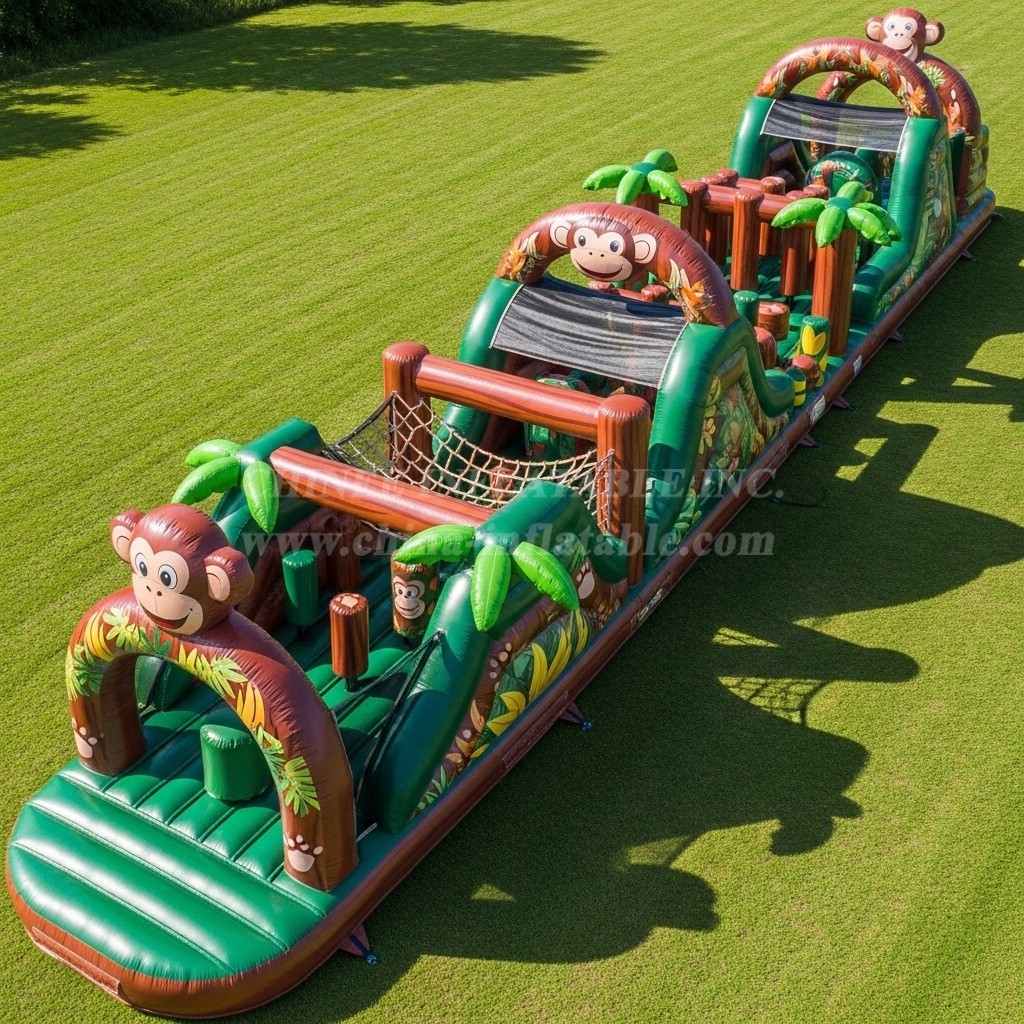 T7-3908 Monkey Theme Inflatable Obstacle Course