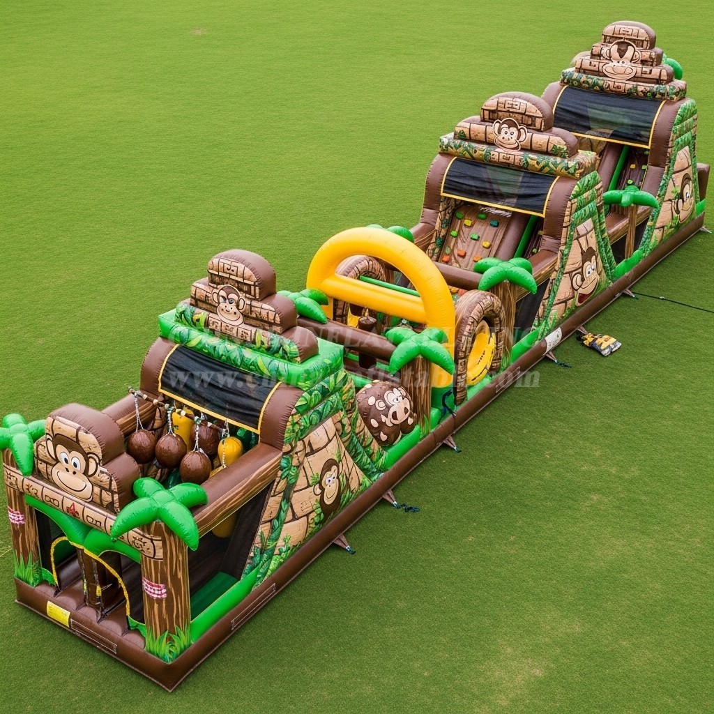 T7-3911 Monkey Theme Inflatable Obstacle Course