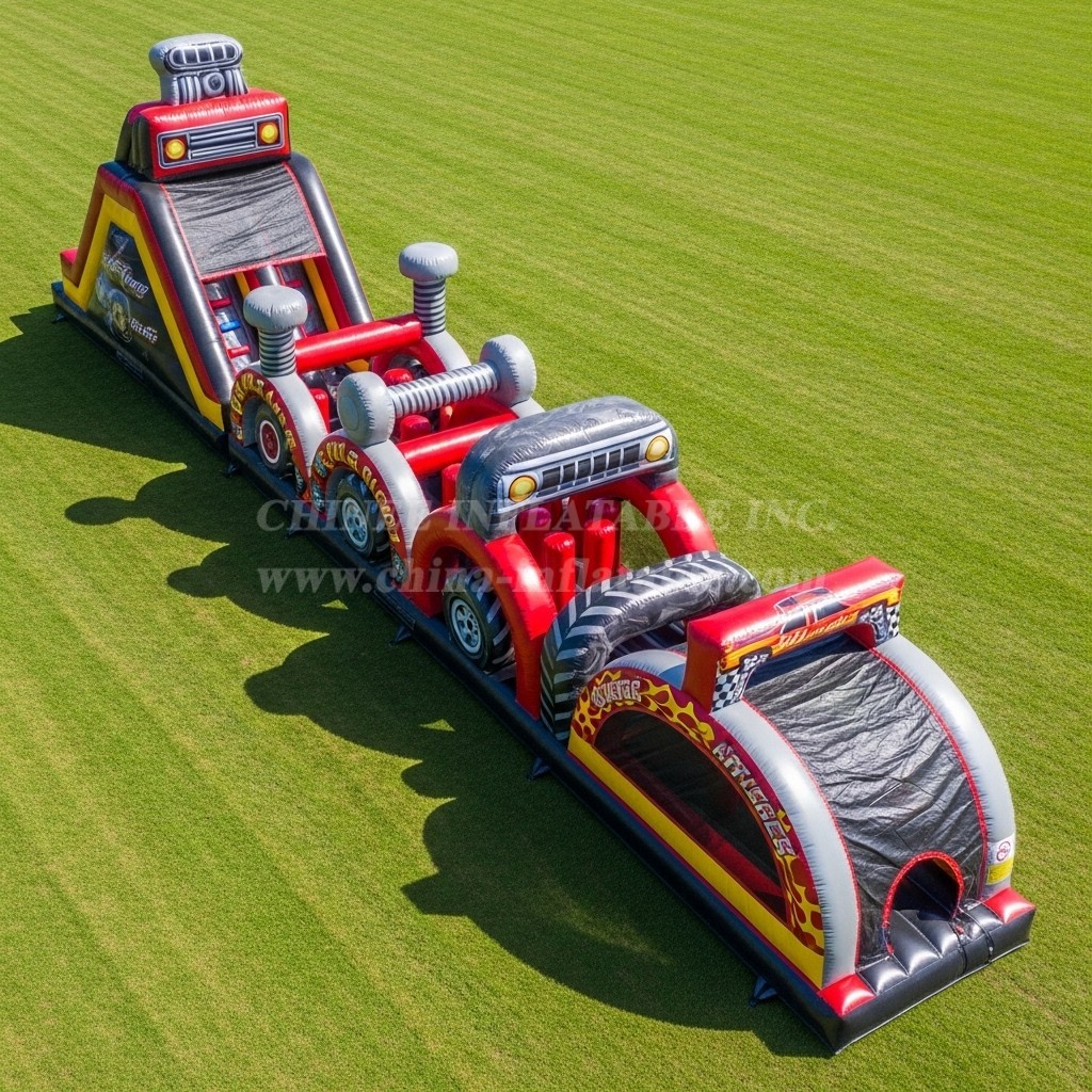 T7-3919 Monster Trucks Theme Inflatable Obstacle Course