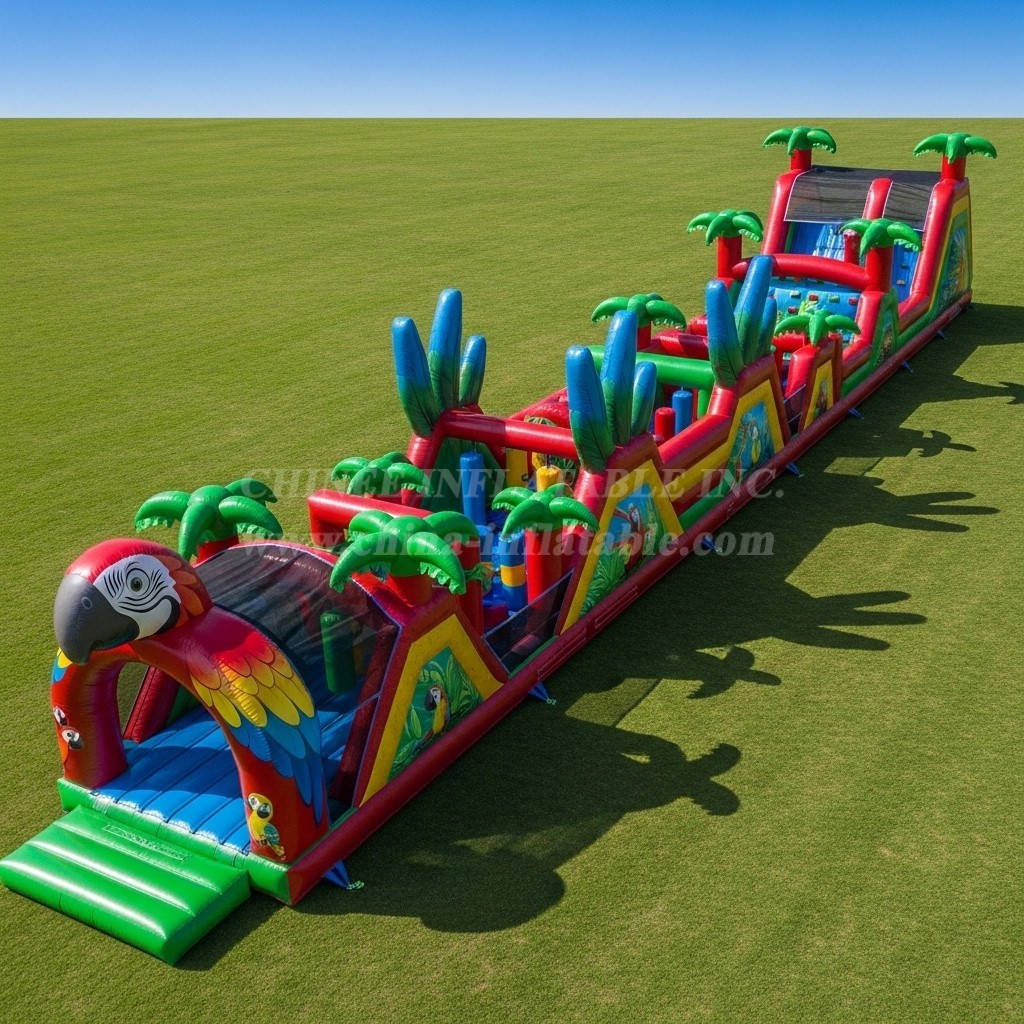 T7-3943 Parrot Theme Inflatable Obstacle Course
