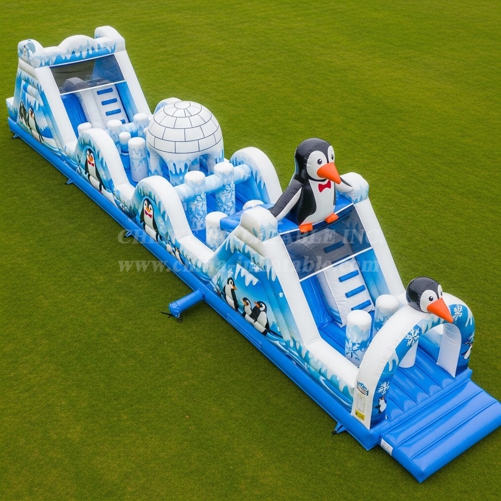 T7-3950 Penguin Theme Inflatable Obstacle Course