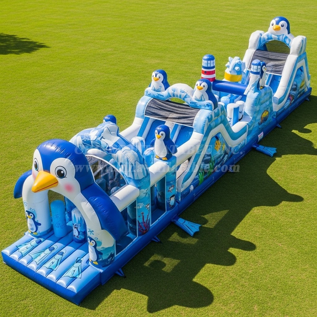T7-3954 Penguin Theme Inflatable Obstacle Course