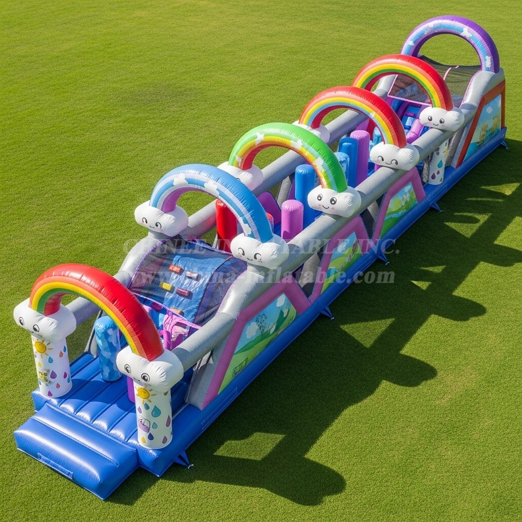 T7-3978 Rainbow Theme Inflatable Obstacle Course