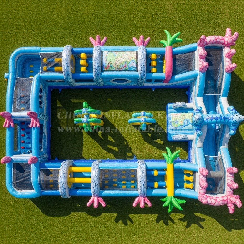 T7-3989 Seahorse Theme Inflatable Obstacle Course