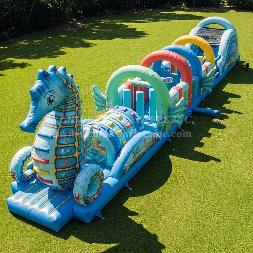 T7-3991 Seahorse Theme Inflatable Obstacle Course
