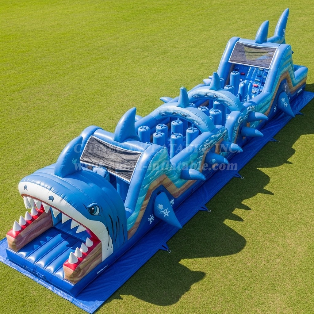 T7-3994 Shark Theme Inflatable Obstacle Course