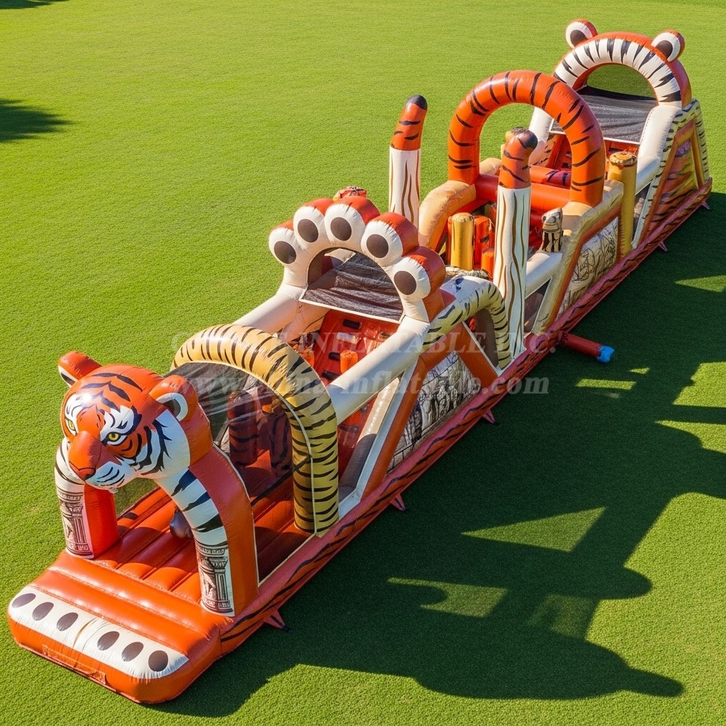 T7-4024 Tiger Theme Inflatable Obstacle Course