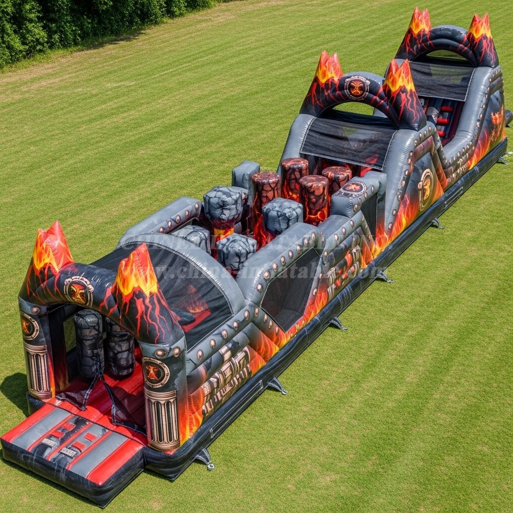 T7-4052 Volcano Theme Inflatable Obstacle Course