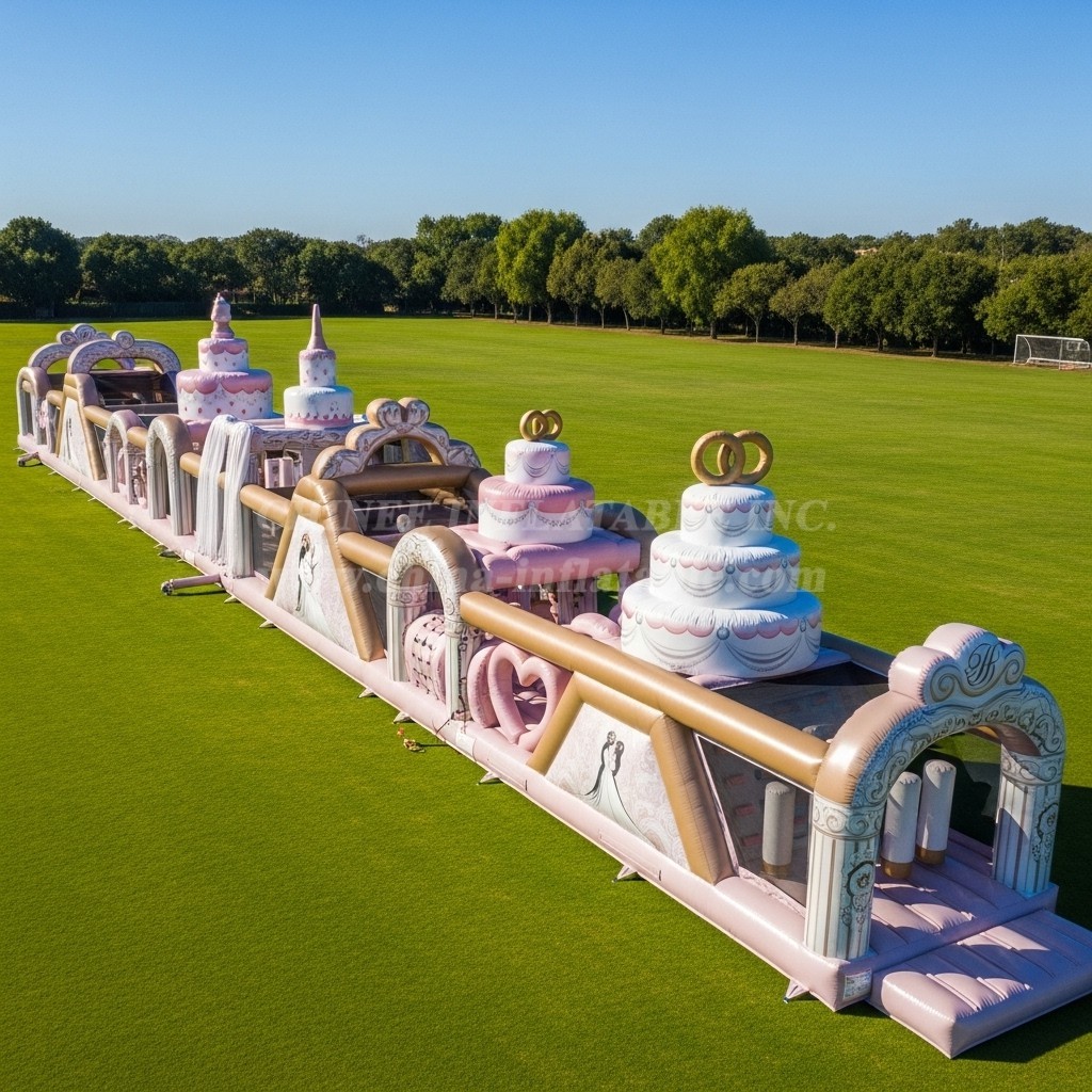 T7-4055 Weddings Theme Inflatable Obstacle Course