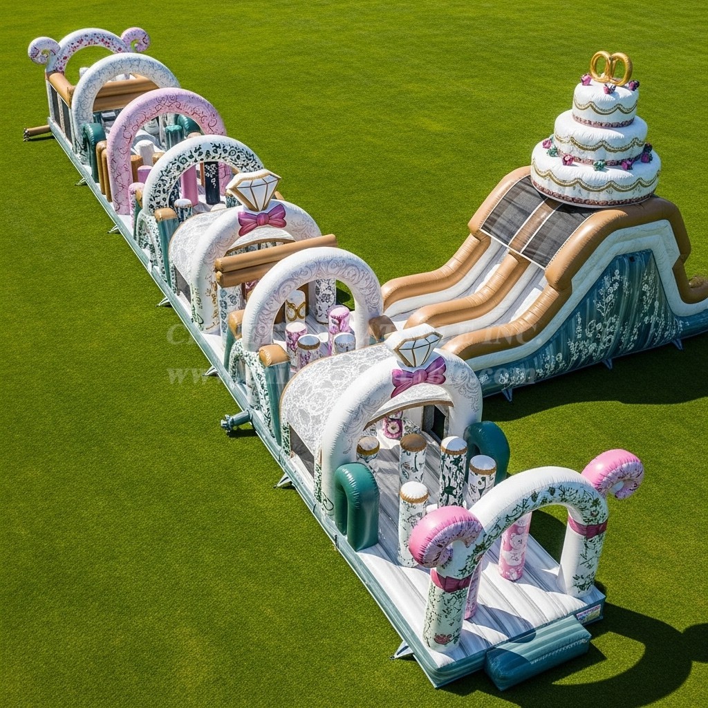 T7-4056 Weddings Theme Inflatable Obstacle Course