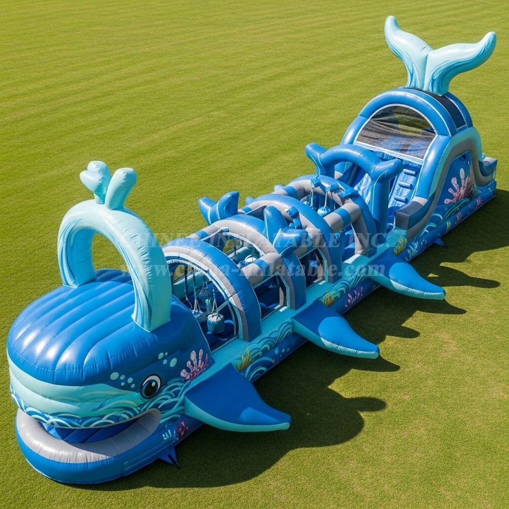 T7-4062 Whale Theme Inflatable Obstacle Course