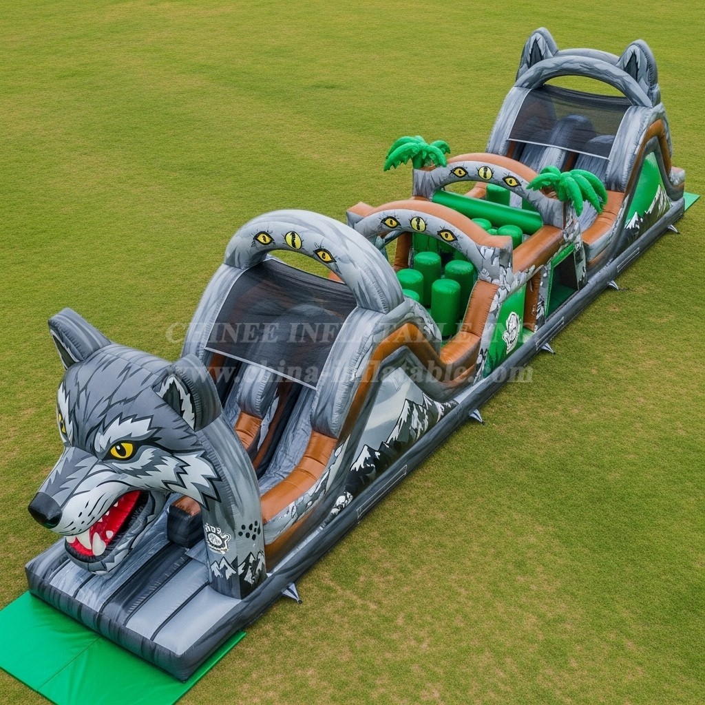 T7-4073 Wolf Theme Inflatable Obstacle Course