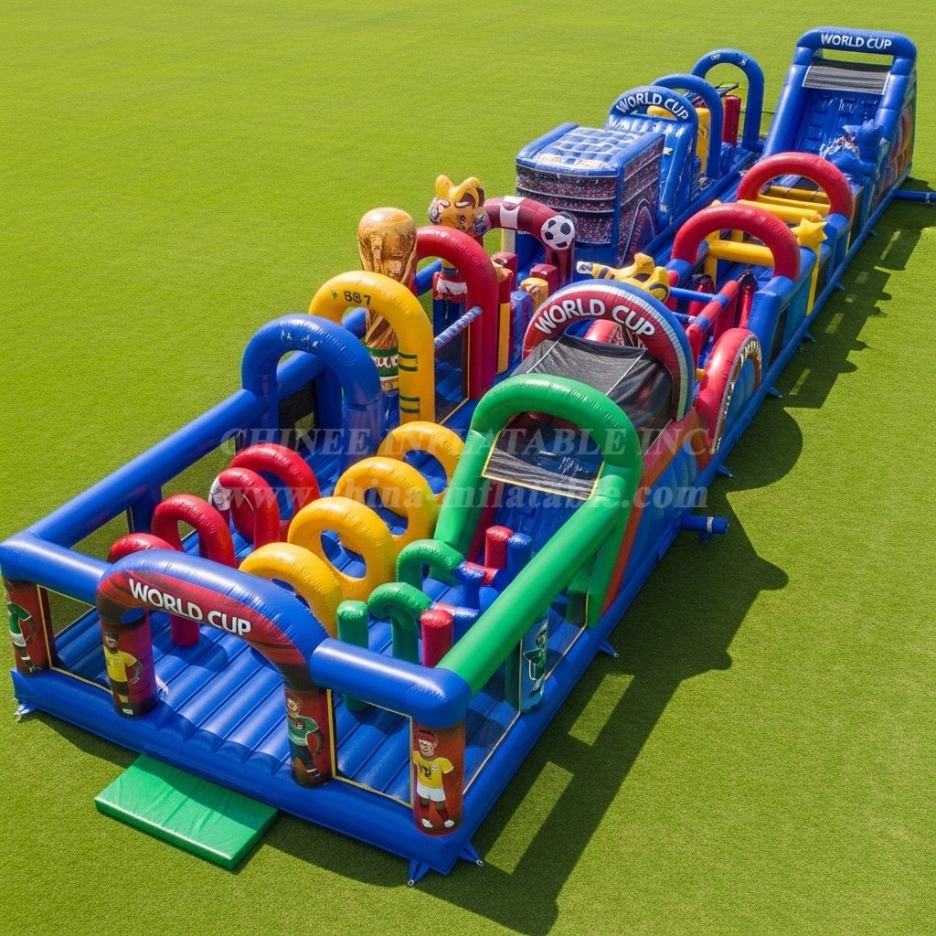 T7-4077 World Cup Theme Inflatable Obstacle Course