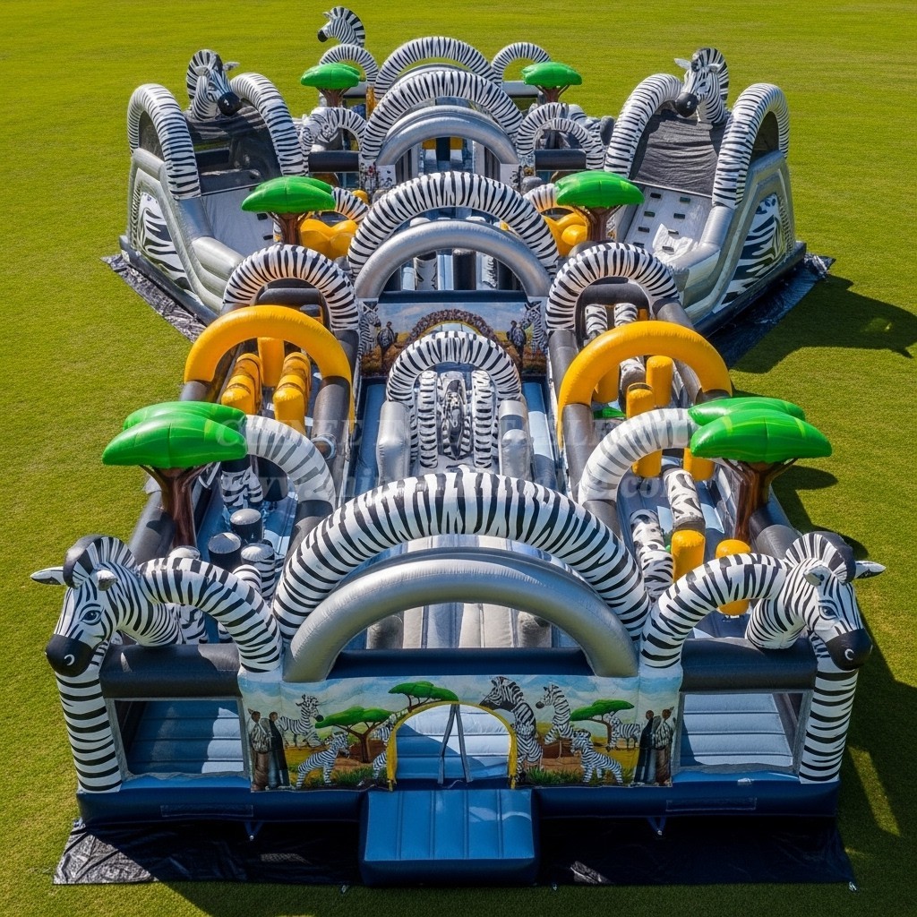 T7-4081 Zebra Theme Inflatable Obstacle Course