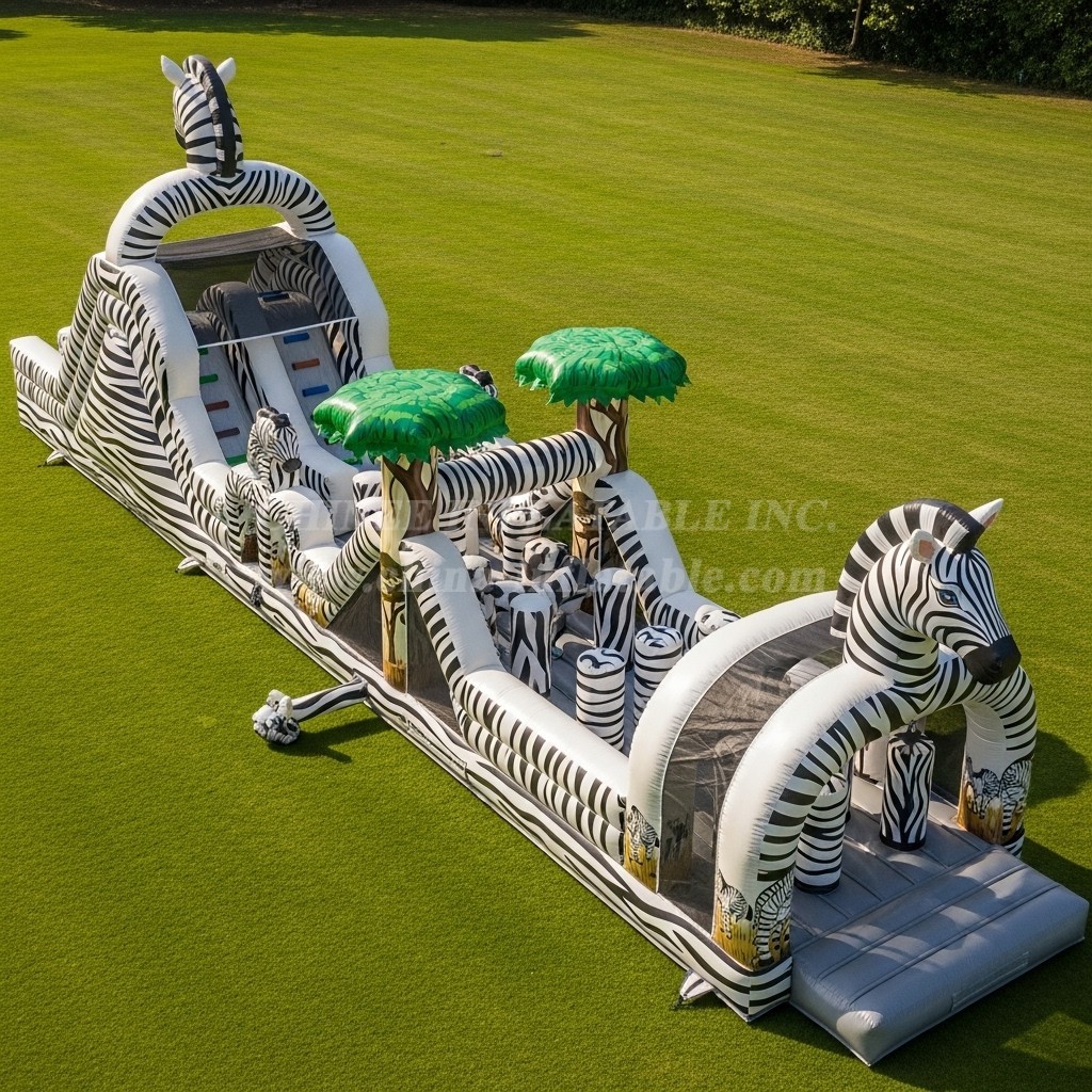 T7-4082 Zebra Theme Inflatable Obstacle Course